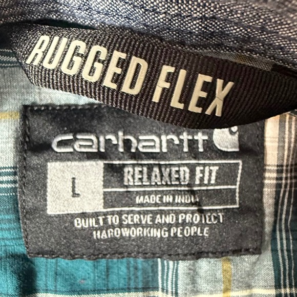 Carhartt Button Down Shirt Mens Large Plaid Rugged Flex Relaxed Fit Long Sleeve - Picture 4 of 8